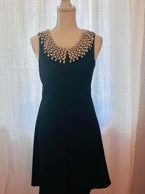 Free People Black Mini Dress with Ivory Fabric Collar